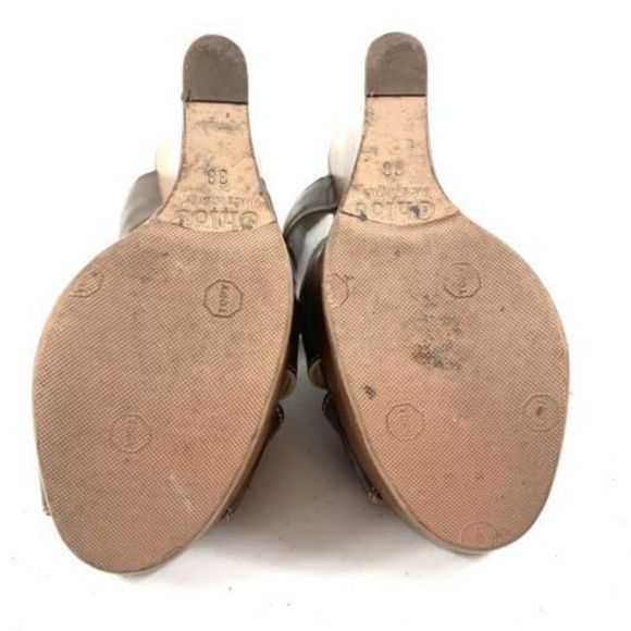Designer Chloe Saks 5th Ave-Brown Leather Wedge Sandals MSRP$695, sz 38, box/bag - Picture 8 of 16